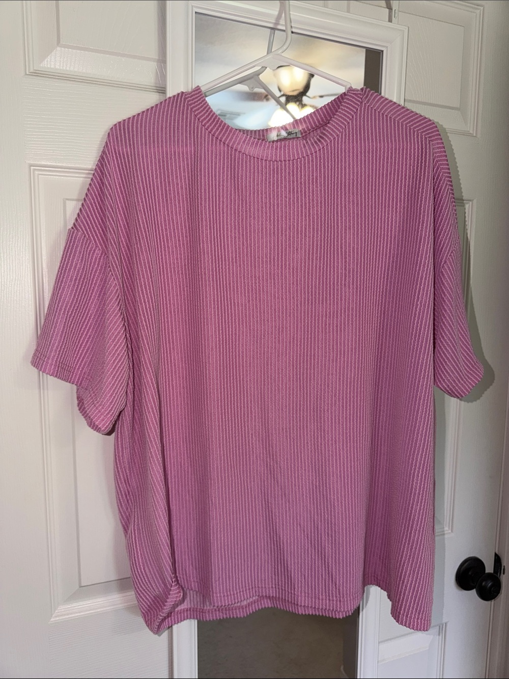 Women’s Relaxed Ribbed Short-Sleeve Top - Pink
